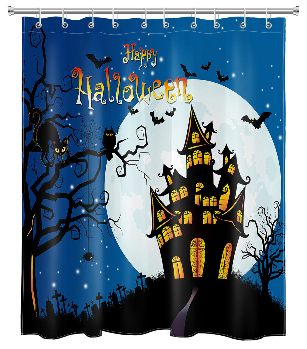 Witch And Gnome Full Moon Halloween Shower Curtain - Festive And Fun