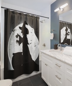 Witch Brew Full Moon Shower Curtain With Mystic Print For Bathroom 