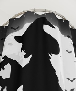 Witch Brew Full Moon Shower Curtain With Mystic Print For Bathroom