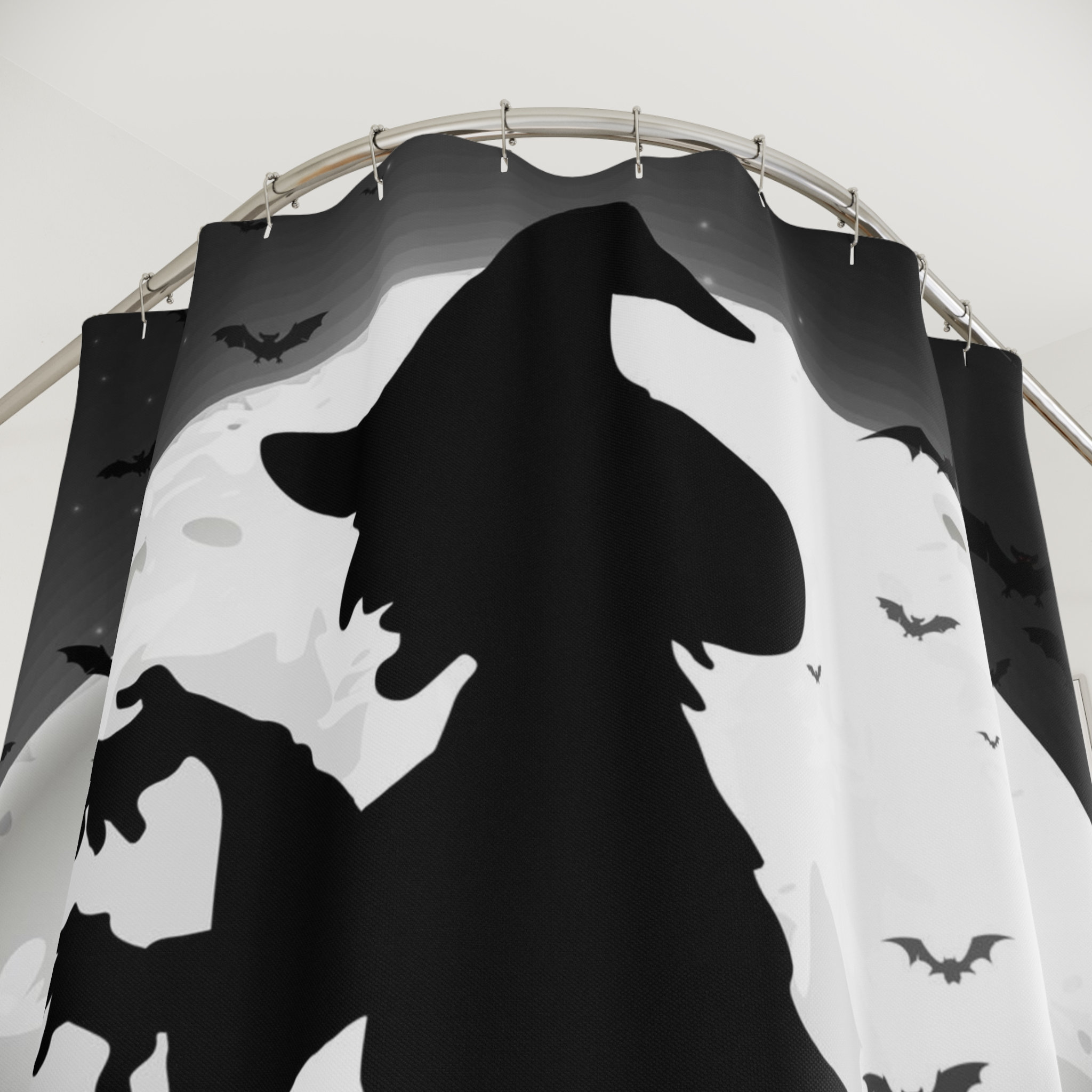 Witch Brew Full Moon Shower Curtain With Mystic Print For Bathroom