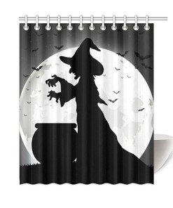 Witch Brew Full Moon Shower Curtain With Mystic Print For Bathroom