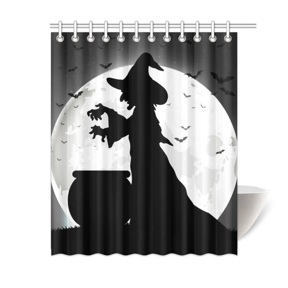 Witch Brew Full Moon Shower Curtain With Mystic Print For Bathroom