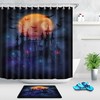 Witch Castle And Bats Halloween Shower Curtain - Moon Design On Waterproof Fabric