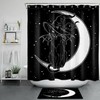 Witch Hat Stars And Black Cat Silhouette On Spooky Halloween Shower Curtain