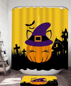 Witch Pumpkin Halloween Shower Curtain- Waterproof And Stylish