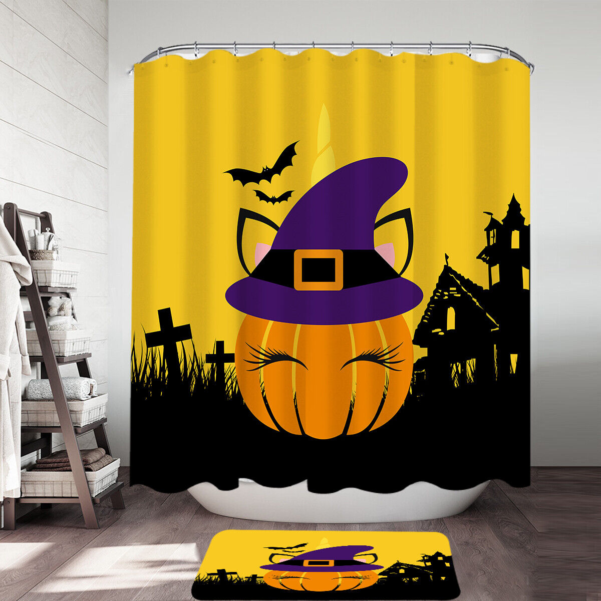 Witch Pumpkin Halloween Shower Curtain- Waterproof And Stylish