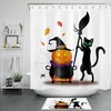 Witchy Black Cat Pumpkin Shower Curtain - Perfect For Halloween Bathrooms