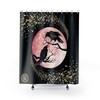 Witchy Crow & Shooting Star Bath Curtain, Raven Celestial Goth Night Bird Blood Moon Bathroom Decor