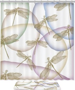 Withered Dragonfly Print Shower Curtain For Bathroom Tub Set With Trendy Design