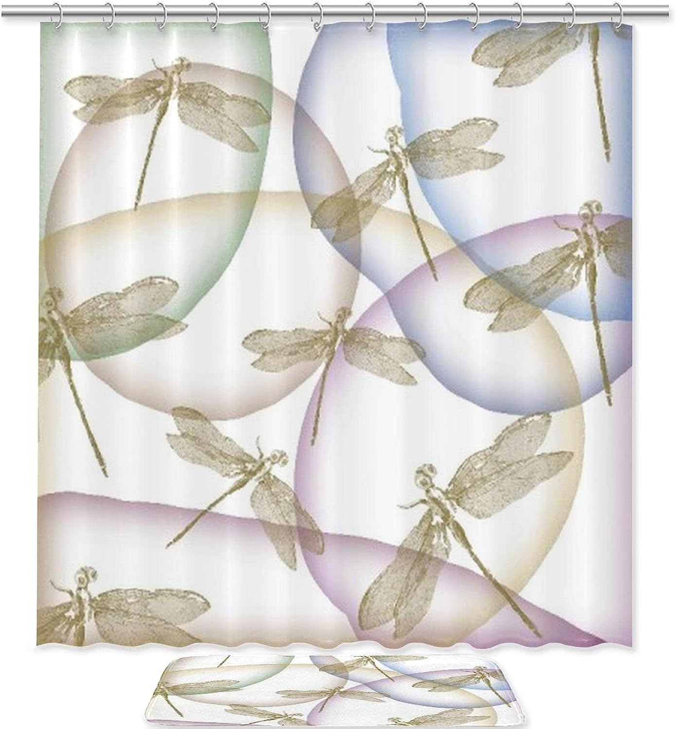 Withered Dragonfly Print Shower Curtain For Bathroom Tub Set With Trendy Design