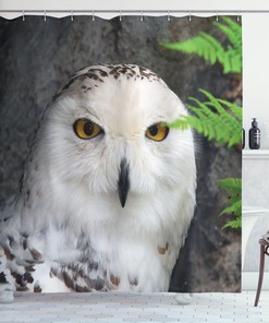 Wizard Magician Shower Curtain with White Owl Pet Print for Bathroom 