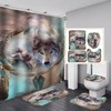 Wolf Blue Eyes Tribal Shower Curtain And Bathroom Rug Set