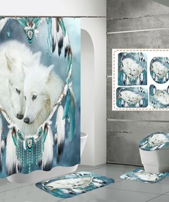 Wolf Dreamcatcher Animals Shower Curtain For Boho Bathrooms