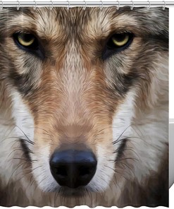Wolf Face Bathroom Shower Curtain for Animal Lovers