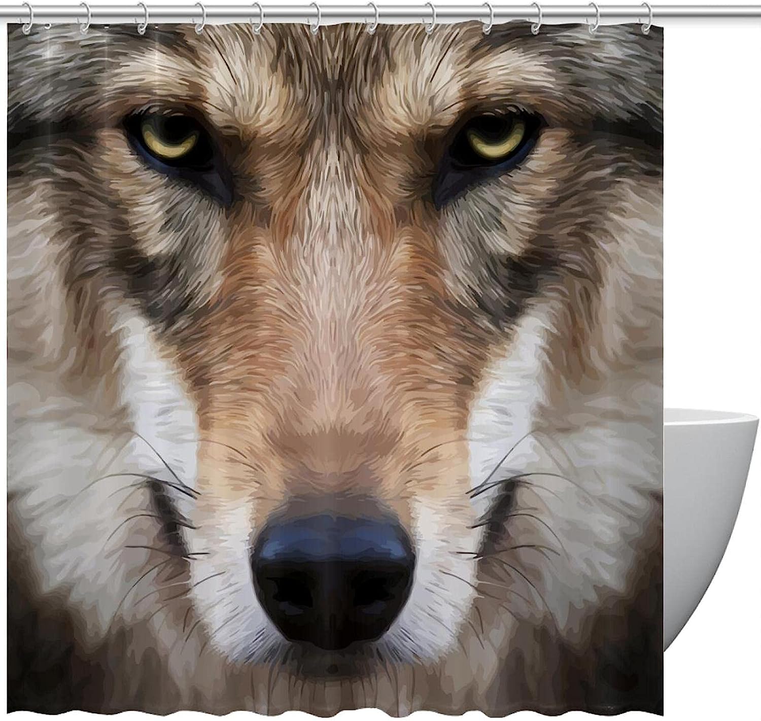 Wolf Face Bathroom Shower Curtain for Animal Lovers