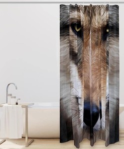 Wolf Face Bathroom Shower Curtain for Animal Lovers