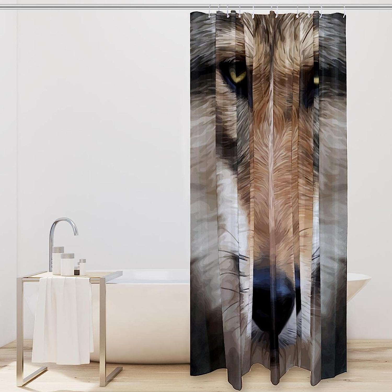 Wolf Face Bathroom Shower Curtain for Animal Lovers