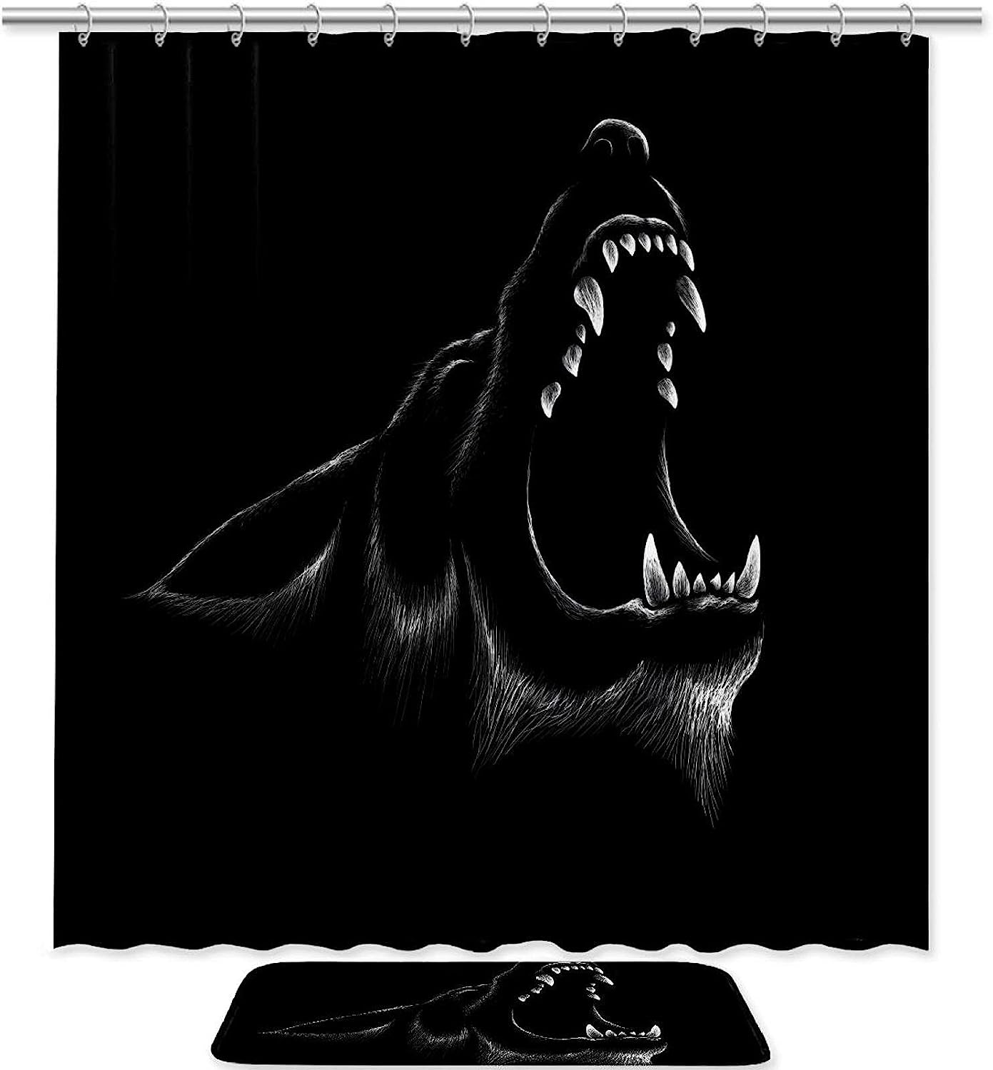 Wolf Fangs Waterproof Shower Curtain For Bathroom