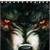 Wolf Forest Cyan Fantasy Animal Print Fabric Shower Curtain