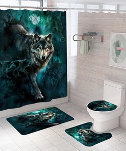 Wolf Forest Shower Curtain With Quotes