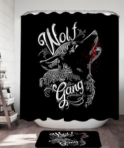 Wolf Gang Bathroom Shower Curtain with Black and White Animal Print