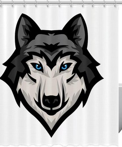 Wolf Head Bathroom Shower Curtain with Animal Print for Home Decor