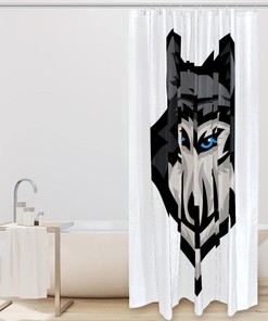 Wolf Head Bathroom Shower Curtain with Animal Print for Home Decor