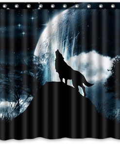 Wolf Howl Waterproof Fabric Bathroom Shower Curtain - Stylish And Durable Curtain With Wild Animal Design