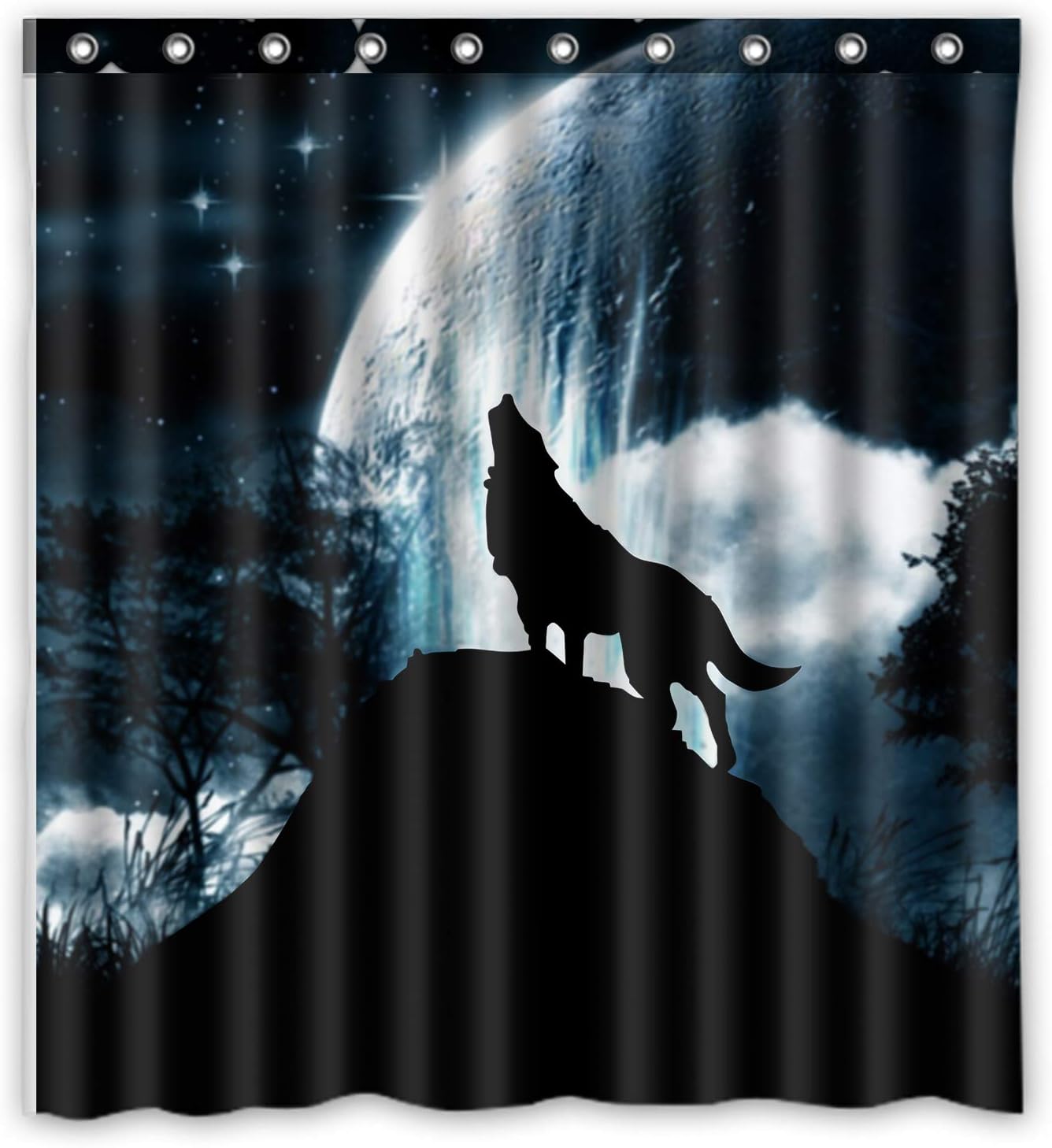Wolf Howl Waterproof Fabric Bathroom Shower Curtain - Stylish And Durable Curtain With Wild Animal Design