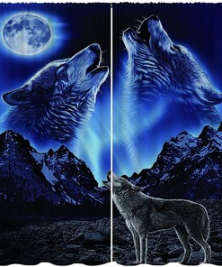 Wolf Howling At Moon Shower Curtain For A Mystical Bathroom Decor, Animal-Themed Bathroom Accessories