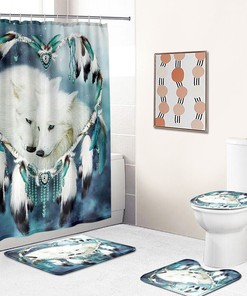 Wolf Howling At The Moon Shower Curtain For Gothic Bathroom Decor