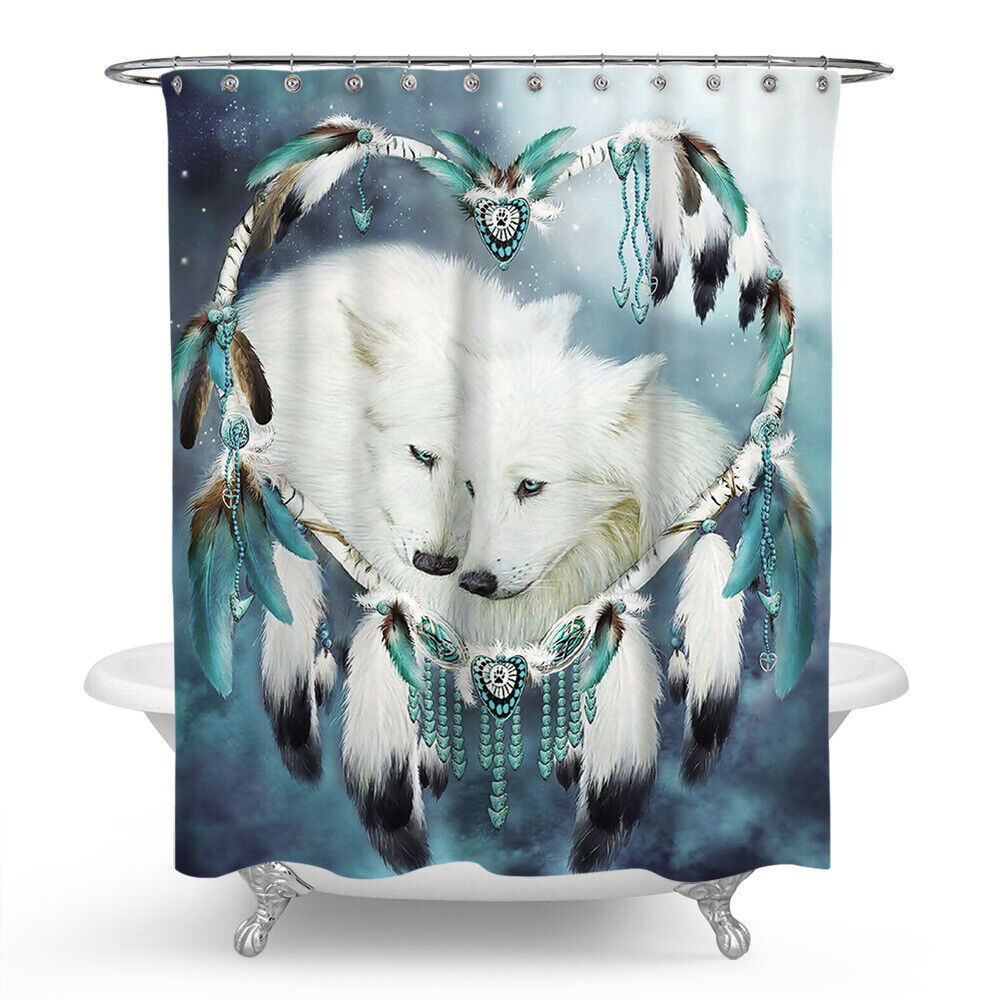 Wolf Howling At The Moon Shower Curtain For Gothic Bathroom Decor - Image 2