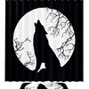 Wolf Howling At The Moon Waterproof Shower Curtain For Bathroom