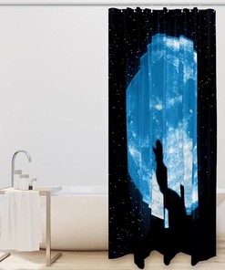Wolf Howling Pattern Full Moon Shower Curtain For A Creative Bath Decor
