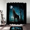 Wolf Howls At A Moon Themed Waterproof Fabric Shower Curtain