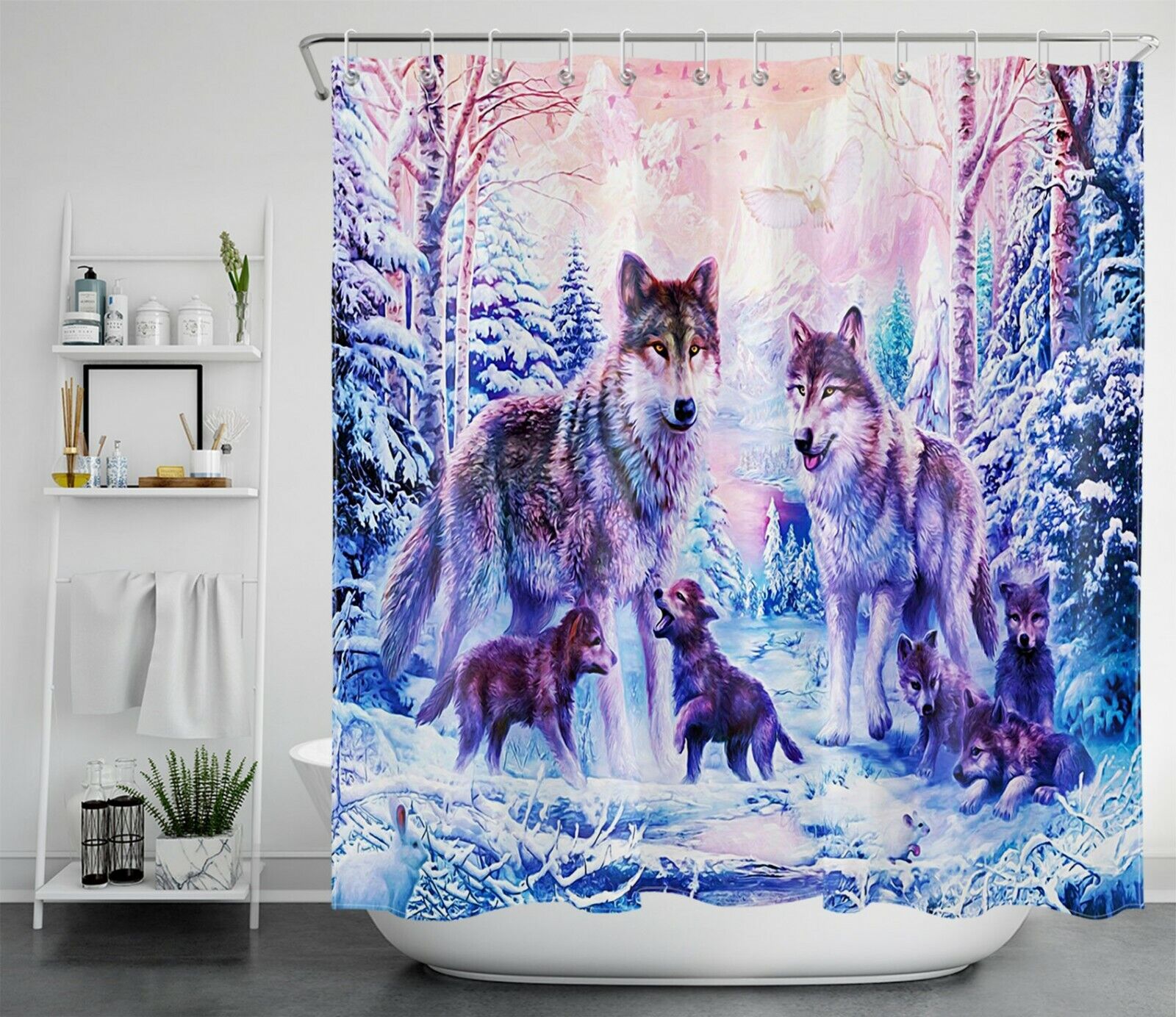 Wolf In The Woods Shower Curtain - Image 2