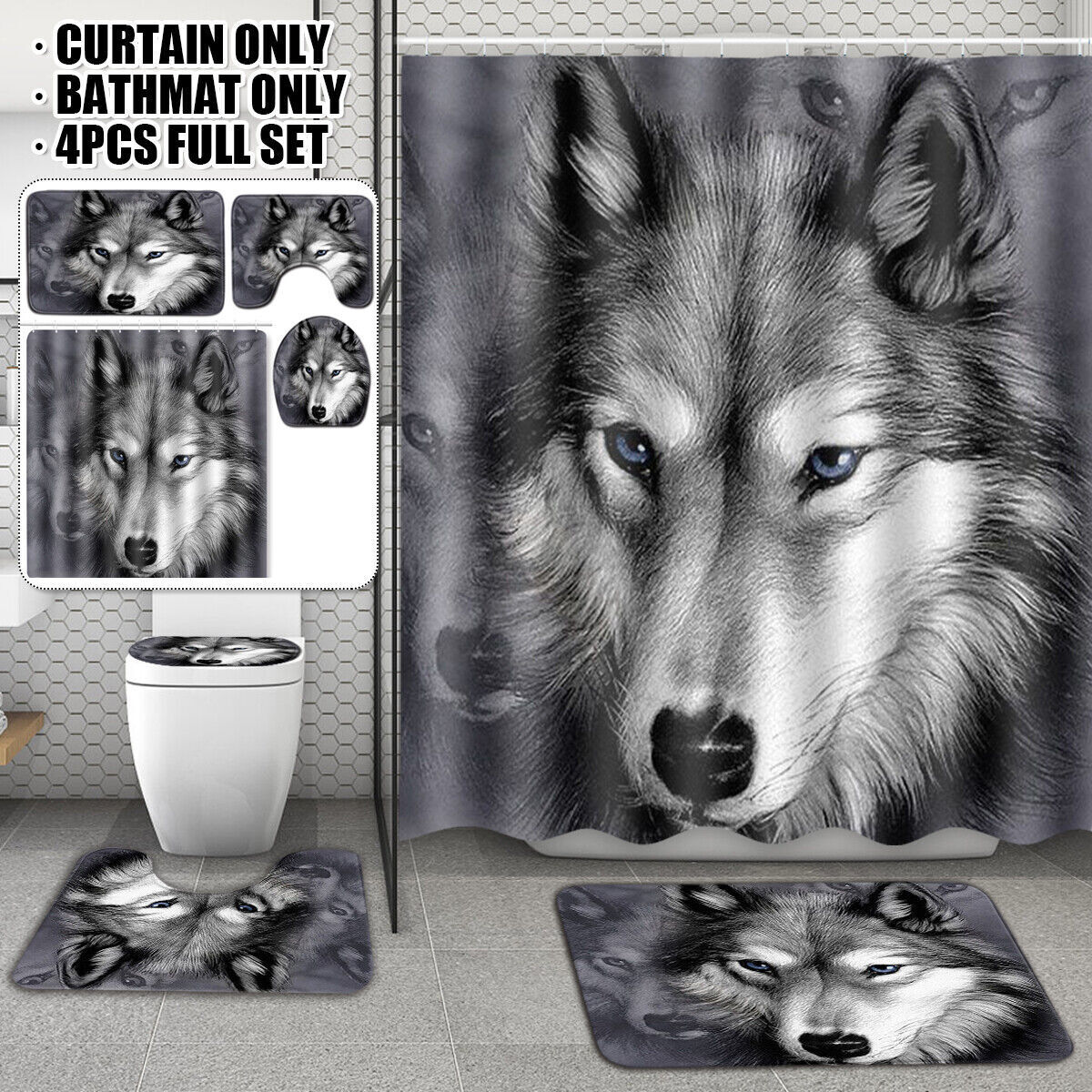 Wolf King Animal Shower Curtain for Wildlife and Nature Bathroom Decor