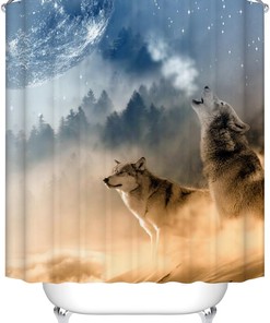 Wolf Lovers In The Forest Shower Curtain - Romantic Bathroom Decor