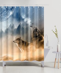 Wolf Lovers In The Forest Shower Curtain - Romantic Bathroom Decor