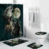 Wolf Moon Bathroom Shower Curtain with Wilderness and Animal Print for Home Decor 