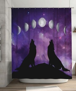 Wolf Moon Phases Unique Shower Curtain for a Mystic Bathroom