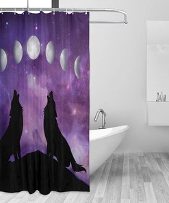 Wolf Moon Phases Unique Shower Curtain for a Mystic Bathroom