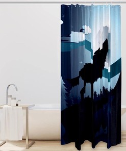 Wolf Moon Shower Curtain - Celestial Bathroom Accessories