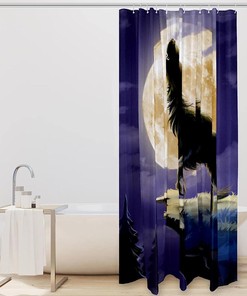 Wolf Moon Shower Curtain - Lunar Canine Bathroom Dcor