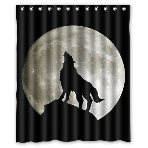 Wolf Moon Shower Curtain Set With Waterproof Fabric For Cozy Bathroom Decor
