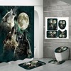 Wolf Moon Starry Sky Print Shower Curtain Bathroom - Night-time Canine Dcor