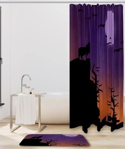 Wolf Moon, Waterproof Shower Curtain Bathroom Curtain - Protective Lunar Canine Dcor