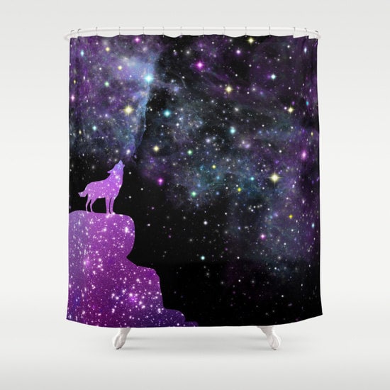 Wolf Nebula Shower Curtain Space Violet Curtain Galaxy Curtain Nebula Curtain Star Planet Wolf Curtain Home