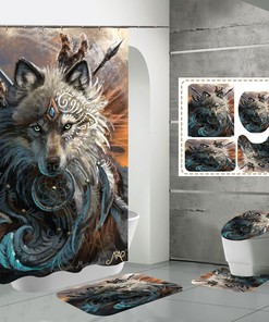 Wolf Pack Dreamcatcher Shower Curtain For Nature Lovers