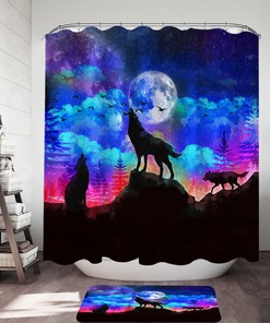 Wolf Pack Howling Full Moon Shower Curtain For A Wolf Lover'S Bath